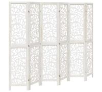 Room Divider Privacy Screen Room Partition White Solid Wood Paulownia vidaXL