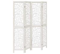 Room Divider Privacy Screen Room Partition White Solid Wood Paulownia vidaXL