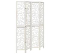 Room Divider Privacy Screen Room Partition White Solid Wood Paulownia vidaXL