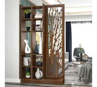 Room Divider Privacy Screen, Wooden Partition with Storage Shelf for Home and Office Use, Entrance Hallway Separation Column, 80cm Height