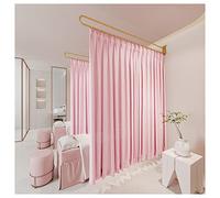 Room Divider - Privacy Translucent Curtain - Beauty Salon Partition - Golden Metal Rod (Pink, 220cm)
