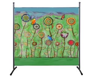 Room Divider Screen 180 x 178 cm Green Flowers Privacy Screen for Balcony and Garden