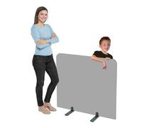 Room Divider Screen, 900 x 1000mm Black frame, Light Grey | Rounded upper corners & safety edge trim suitable for classroom, displays, study zones & quiet areas