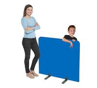 Room Divider Screen 900x1000mm Blue with Black Trim | Rounded upper corners & safety edge trim suitable for classroom, displays, study zones & quiet areas