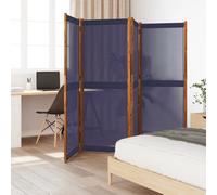 Room Divider Solid Acacia Wood Dark Blue Textilene 280x180cm Foldable Screen XL