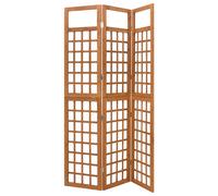 Room Divider Solid Fir Wood Brown 121 x 180.5 cm Folding 3-Panel Trellis Indoor