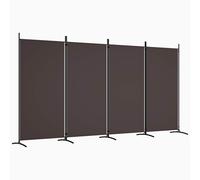 vidaXL 4-Panel Room Divider – Fabric & Iron, Brown – 346x180 cm