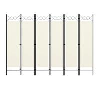 Room Divider White 240x180 cm. Powder-Coated Iron Frame 6-Panel 100% PolyesterXL