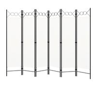 Room Divider White Fabric & Iron 240x180 cm Folding Privacy Screen Circle Decor