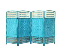 Room Dividers Blue Foldable Room Divider With Wheels Storage Shelves And 4-6 Panels Multiple Sizes(100X40CM-4PCS)