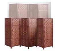 Room Dividers Panels, Short Room Divider,Freestanding Portable Decorative Partition,Foldable Rattan Privacy Screen,For Study Room Office Dormitory Apartment Kindergarten,Wine Red-120x40cm-6 panels