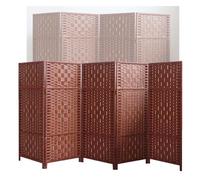 Room Dividers Panels, Short Room Divider,Freestanding Portable Decorative Partition,Foldable Rattan Privacy Screen,For Study Room Office Dormitory Apartment Kindergarten,Wine Red-100x40cm-5 panels