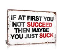Room Door Decor If At First You Don'T Succeed, Then Maybe You Just Suck. Tin Sign Funny Sogns Wall Decor Metal Tin Sign(30X40CM)