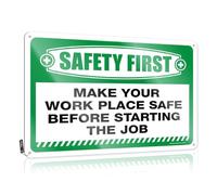 Room Door Decor Safety First Make Your Work Place Safe Before Starting The Job Tin Sign Cave Man Bar Decaor Sign(30X40CM)
