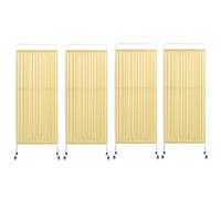 Room Screen Divider Freestanding - Single Panel, Medical Portable Partition For Sickroom/Clinic/Spa/Lab, Steel Movable Wall Dividers Panels With Universal Wheel,Yellow-4 Panel H 180cm/6ft