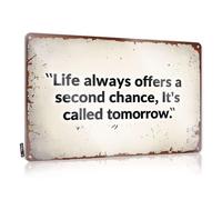 Room Signs For Bedroom Life Always Offers A Second Chance, It'S Called Tomorrow. Tin Sign Man Cave Tin Sign Funny House Decor(20X30CM)