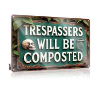 Room Signs For Bedroom Trespassers Will Be Composted. Tin Sign Man Cave Tin Sign Funny House Decor(30X40CM)
