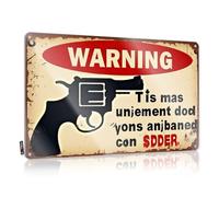 Room Signs For Bedroom Warning: Danger - Firearms Present Handle With Care Tin Sign Man Cave Tin Sign Funny House Decor(20X30CM)