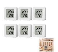 Room Thermometer Indoor, 6PCS Mini Digital Hygrometer Humidity Meter Gauge, Temperature and Humidity Sensor Monitor with LCD Display for Home, Office, Bedroom, Nursery, Greenhouse, Baby