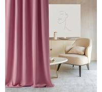 ROOM99 Aura Blackout Curtain, Silver Eyelet Curtain, 140 x 260 cm, Sliding Curtain, Modern Decoration, Living Room, Bedroom, Pink
