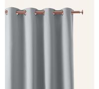 ROOM99 Aura Blackout Curtain, Silver Eyelet Curtain, 140 x 260 cm, Sliding Curtain, Modern Decoration, Living Room, Bedroom, Light Grey