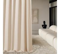 ROOM99 Aura Blackout Curtain, Silver Eyelet Curtain, 140 x 300 cm Wide x 300 cm Height, Modern Decoration, Living Room, Bedroom, Cream