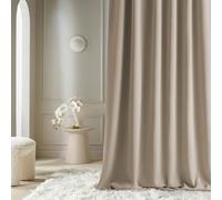 ROOM99 Aura Curtain with Eyelets 140 x 230 cm Width x Height, Window Decoration, Curtains and Interior Draperies for Living Room, Bedroom, Modern Smooth Beige, 1 Piece