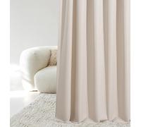 ROOM99 Aura Curtain with Eyelets 140 x 250 cm Width x Height, Window Decoration, Curtains and Interior Draperies for Living Room, Bedroom, Modern Smooth Light Beige, 1 Piece