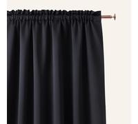 ROOM99 Aura Curtain with Ruffle Tape, 140 x 280 cm, Width x Height Sliding Curtains, Modern Curtain, Living Room, Bedroom, Black, Pack of 1