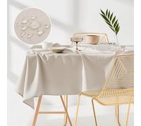 ROOM99 Aura Stain-Resistant Tablecloth, Washable, Waterproof, Stain-Resistant, Polyester Rectangular, Banquet Decoration for All Year Round (140 x 200 cm) Light Beige