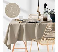 ROOM99 Aura Stain-Resistant Tablecloth, Washable, Waterproof, Stain-Resistant, Polyester Rectangular, Banquet Decoration for the Year Round (Beige, 140 x 260 cm)