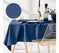 ROOM99 Aura Stain-Resistant Tablecloth, Washable, Waterproof, Stain-Resistant, Polyester Rectangular, Banquet Decoration for All Year Round Dark Blue, 140 x 220 cm