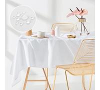 ROOM99 Aura Stain-Resistant Tablecloth, Washable, Waterproof, Stain Resistant, Polyester, Rectangular, Banquet Decoration for the Year Round (White, 140 x 260 cm)