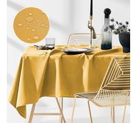 ROOM99 Aura Stain-Resistant Tablecloth, Washable, Waterproof, Stain-Resistant, Polyester Rectangular, Banquet Decoration for All Year Round (Mustard) 140 x 220 cm