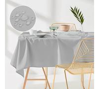 ROOM99 Aura Stain-Resistant Tablecloth, Washable, Waterproof, Stain-Resistant, Polyester Rectangular, Banquet Decoration for All Year Round (140 x 260 cm), Light Grey