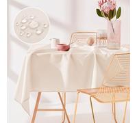 ROOM99 Aura Tablecloth Stain Resistant Washable Waterproof Stain Resistant Polyester Rectangular Banquet Decoration for All Year Round Cream 140 x 220 cm