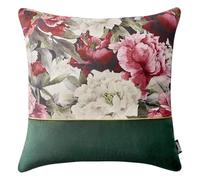 ROOM99 Blossom Decorative Cushion Cover, Throw Cushion Cover, Aesthetic, Modern, Bedroom, Living Room Decor, Velvet, Dark Green, 45 x 45 cm, Pack of 1