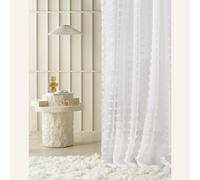 ROOM99 Casablanca Curtain with Ruffle Tape, 200 x 260 cm, Width x Height Living Room, Transparent Modern Curtain Scarf, Living Room, Bedroom for Rail System, White Pompoms, 1 Piece