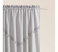 ROOM99 Chloe Curtain with Ruffle Tape, 140 x 260 cm, Width x Height Sliding Curtains, Modern Curtain, Living Room, Bedroom, Light Grey, Pack of 1