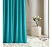 ROOM99 Curtain with Silver Eyelets Aura 140 x 250 cm Width x Height Sliding Curtains Modern Curtain Living Room Bedroom Turquoise 1 Piece