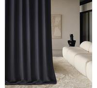 ROOM99 Curtain with Silver Eyelets Aura 140 x 250 cm Width x Height Sliding Curtains Modern Curtain Living Room Bedroom Black Pack of 1