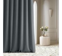 ROOM99 Curtain with Silver Eyelets Aura 140 x 250 cm Width x Height Sliding Curtains Modern Curtain Living Room Bedroom Dark Grey 1 Piece