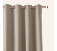 ROOM99 Curtain with Silver Eyelets Aura 140 x 250 cm Width x Height Blackout Sliding Curtains Decorative Modern Curtain Living Room Bedroom Beige 1 Piece