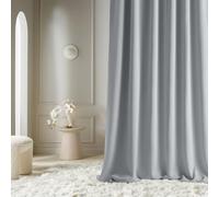 ROOM99 Curtain with Silver Eyelets Aura 140 x 250 cm Width x Height Sliding Curtains Modern Curtain Living Room Bedroom Light Grey 1 Piece