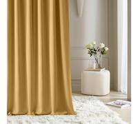 ROOM99 Curtain with Silver Eyelets Aura 140 x 300 cm Width x Height Sliding Curtains Modern Curtain Living Room Bedroom Mustard 1 Piece