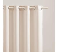 ROOM99 Curtain with Silver Eyelets Aura 180 x 250 cm Width x Height Sliding Curtains Modern Curtain Living Room Bedroom Light Cream 1 Piece