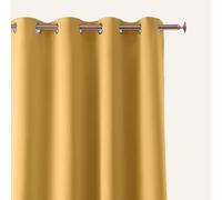 ROOM99 Curtain with Silver Eyelets Aura 180 x 260 cm Width x Height Sliding Curtains Modern Curtain Living Room Bedroom Mustard 1 Piece