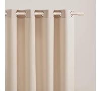 ROOM99 Curtain with Silver Eyelets Aura 180 x 280 cm Width x Height Sliding Curtains Modern Curtain Living Room Bedroom Cream 1 Piece