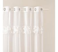 ROOM99 Eyelet Curtain Frilla 140 x 280 cm Width x Height Living Room Curtain Transparent Modern Curtain Living Room Bedroom Cream Ruffle 1 Piece