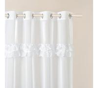 ROOM99 Eyelet Curtains Frilla 140 x 260 cm Width x Height Living Room Transparent Modern Curtain Scarf Living Room Bedroom White Ruffle 1 Piece